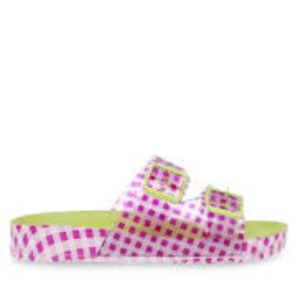 Stylish Pink Checkered Women's Sandals - Picture 2 of 7